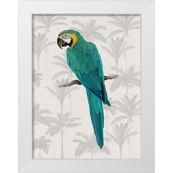 Urban Road 15x18 White Modern Wood Framed Museum Art Print Titled - Tropical Macaw Poster