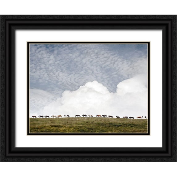 Urban Road 18x15 Black Ornate Wood Framed with Double Matting Museum Art Print Titled - Line Dance Canvas