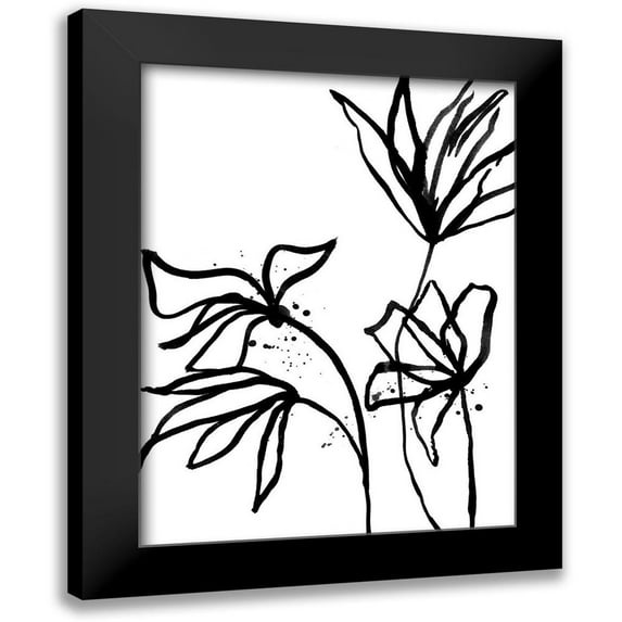 Urban Road 19x24 Black Modern Framed Museum Art Print Titled - Ink Flowers II Poster