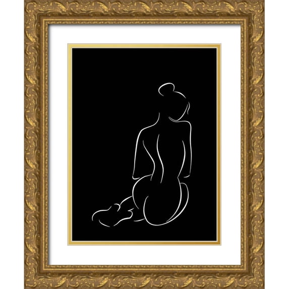 Urban Road 19x24 Gold Ornate Wood Framed with Double Matting Museum Art Print Titled - Figure II Black Poster