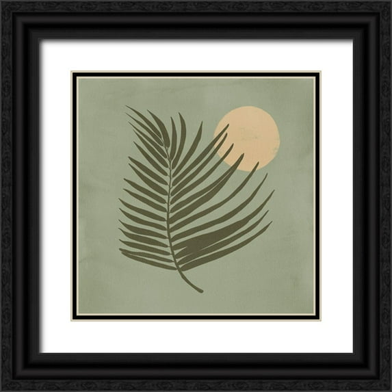 Urban Road 20x20 Black Ornate Wood Framed with Double Matting Museum Art Print Titled - Sunrise Palm Green
