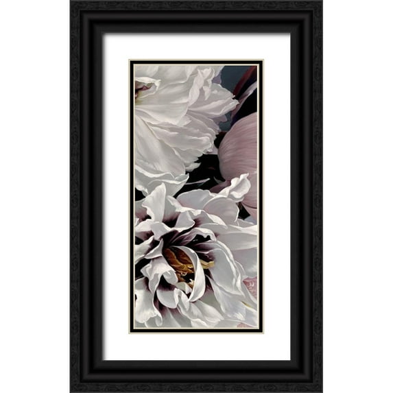 Urban Road 9x14 Black Ornate Wood Framed with Double Matting Museum Art Print Titled - Fleur Triptych - Panel 2