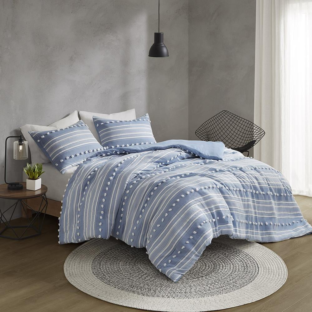 Rowan Blue Striped Down Alternative Microfiber Comforter Set