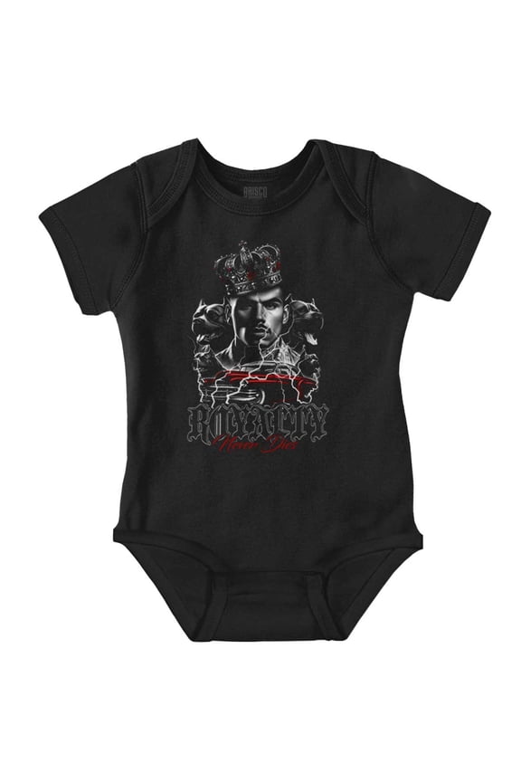 Urban Royalty Never Dies Pitbull King Romper Boys or Girls Infant Baby Brisco Brands NB