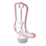 Urban Shop 12" H Cowboy Boot LED Neon Table Light, Pink and White