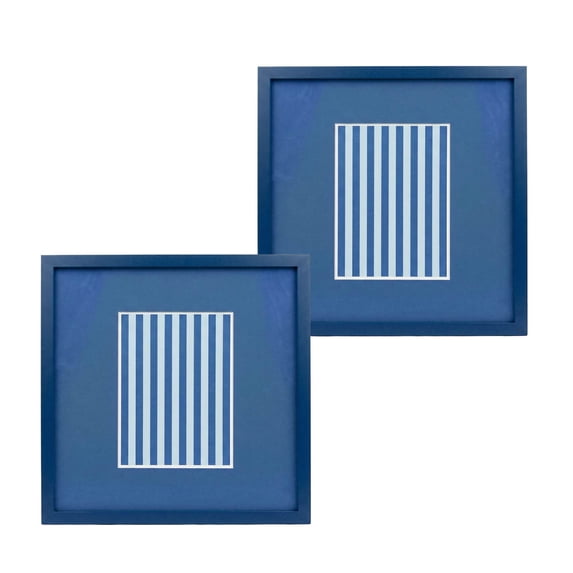 Urban Shop 12 x 12 Blue Wood Picture Frames, 2-Pack, Displays 6 x 8 Photo with Mat