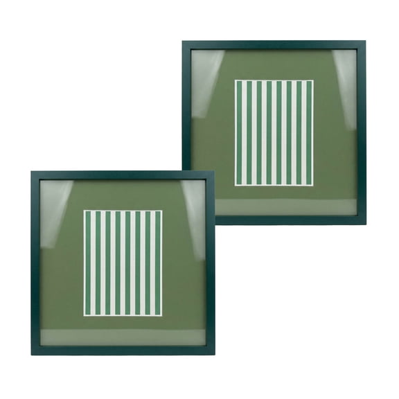 Urban Shop 12 x 12 Green Wood Picture Frames, 2-Pack, Displays 6 x 8 Photo with Mat