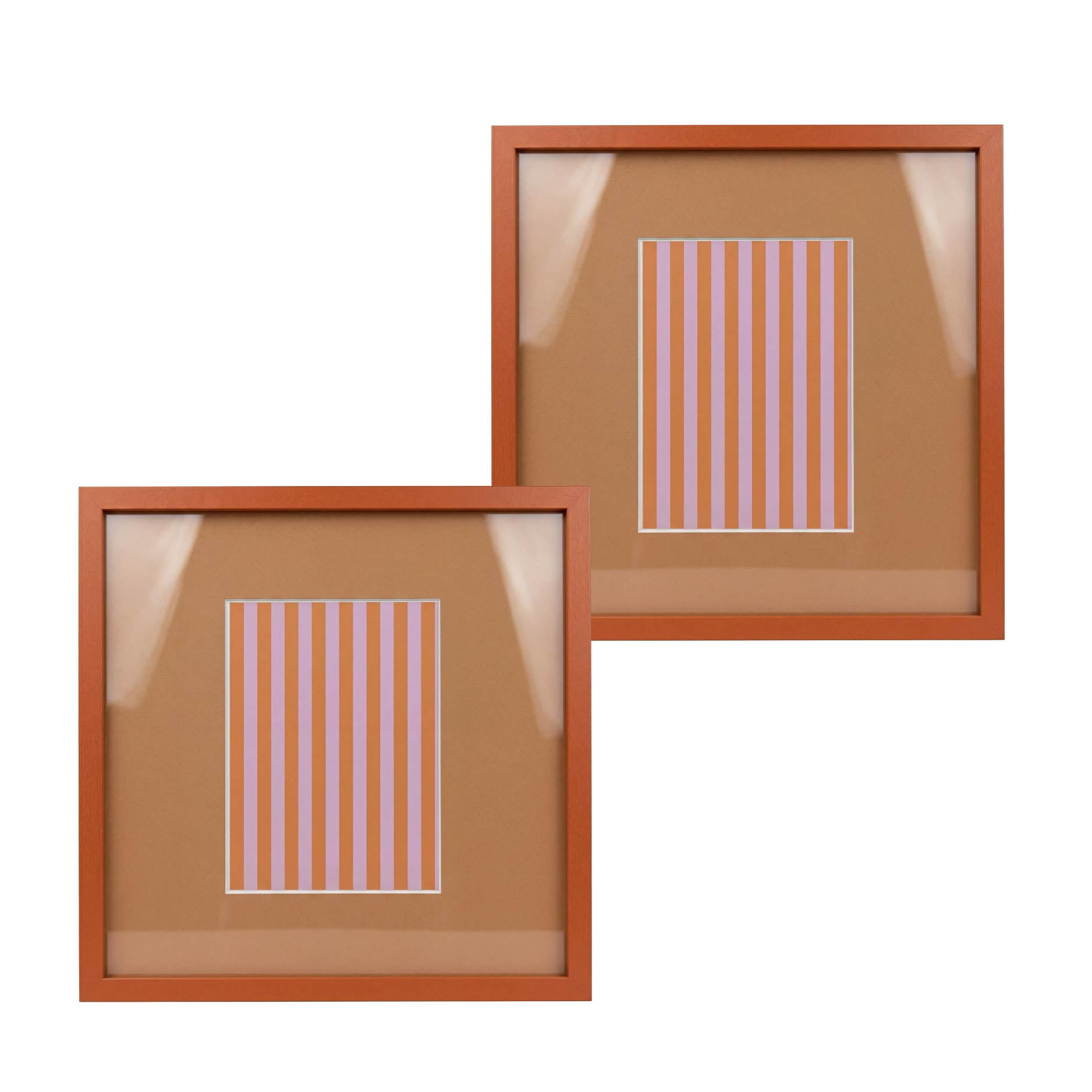 Urban Shop 12 x 12 Orange Wood Picture Frames, 2-Pack, Displays 6 x 8 Photo with Mat