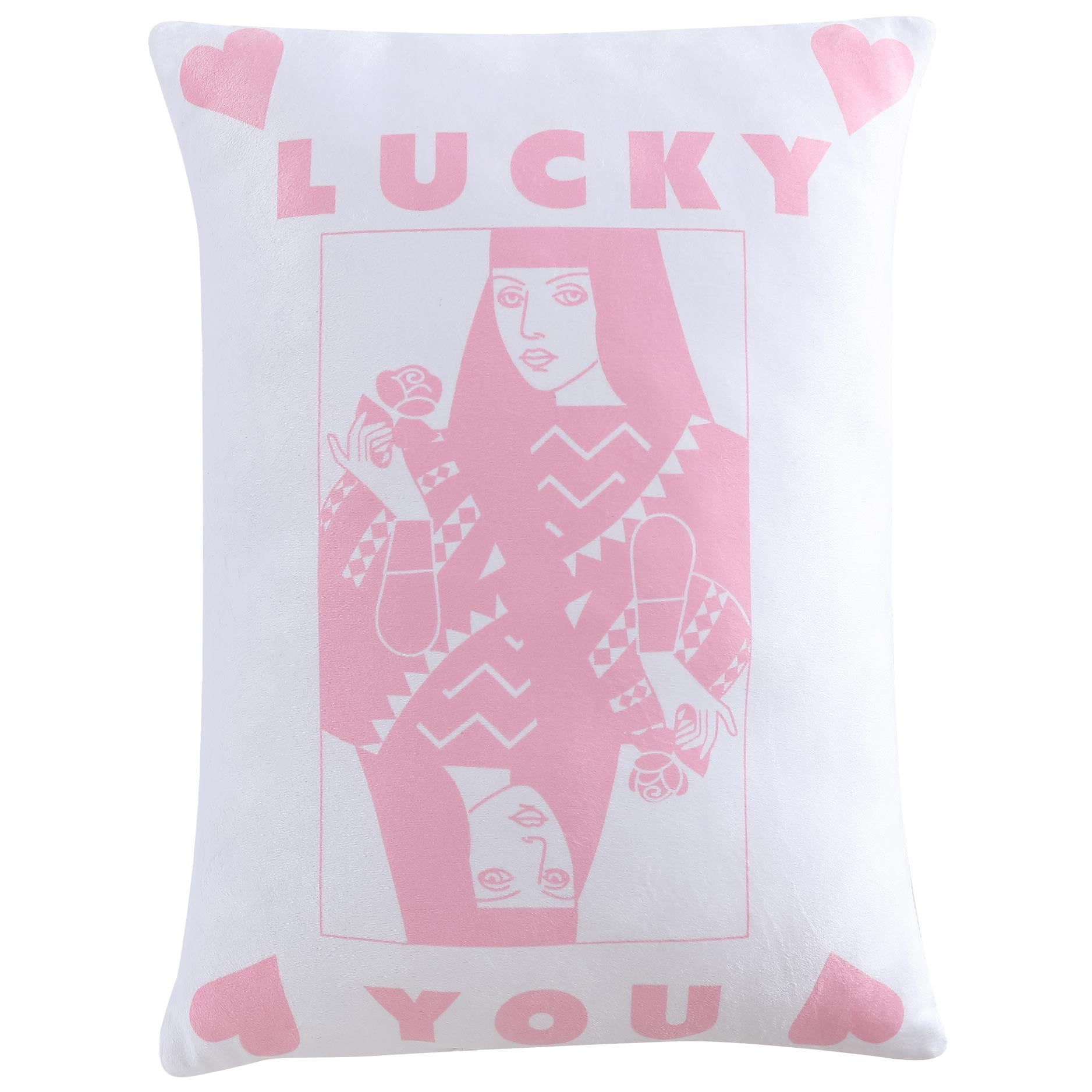 Urban Shop 18" x 14" White Smooshie Queen of Hearts Decorative Pillow, Teens and Young Adults