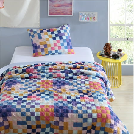Urban Shop 2-Piece Textured Multi-Check Comforter Set, Twin/TwinXL