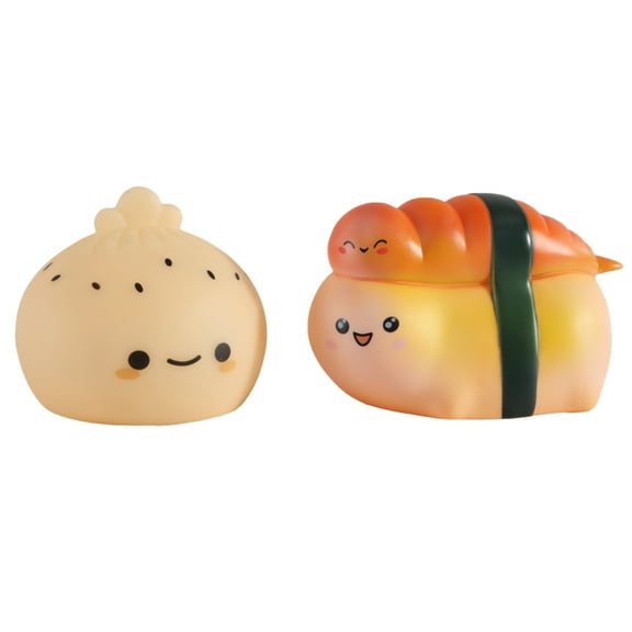 Urban Shop 3.5" 2-Pack Food Figural LED Mood Lights, Sushi and Dumpling, Beige
