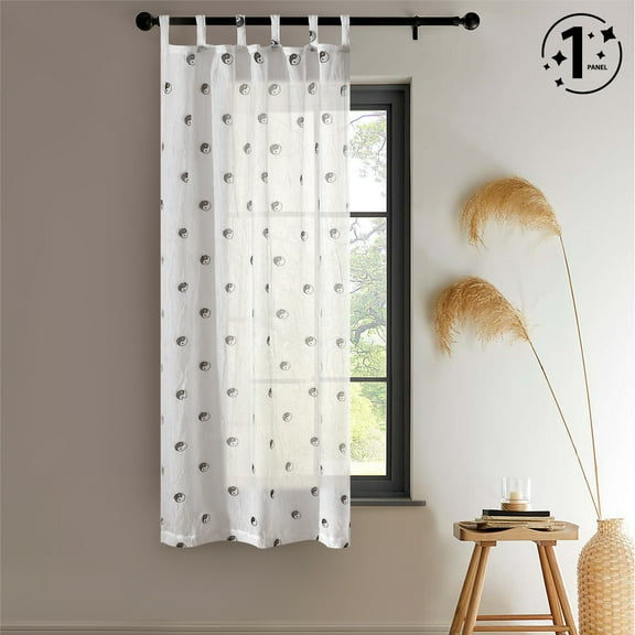 Urban Shop 38" x 63" Sheer Light-Filtering Single Curtain Panel, Ying Yang Print