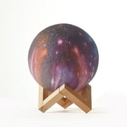 Urban Shop 3D Print Color Changing Moon Lamp with Wood Stand, remote control and USB Adaptor, 7.5 x 5.5, Galaxy