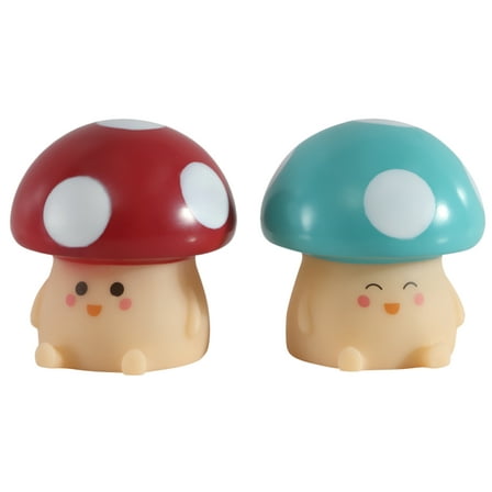 Urban Shop 4.5" 2 Pack Food Figural LED Mood Light, Red and Blue Mushroom