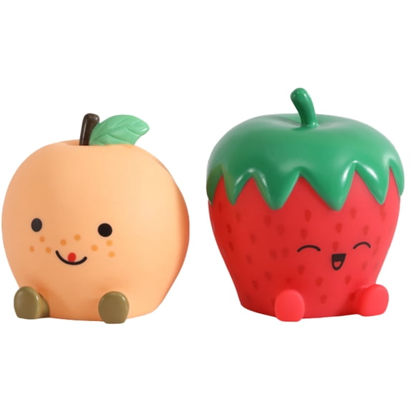 Urban Shop 5" 2 Pack Food Figural LED Mood Light, Strawberry and Peach