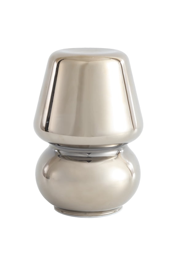 5" W x 7.5" H Chrome Glass Mushroom Lamp