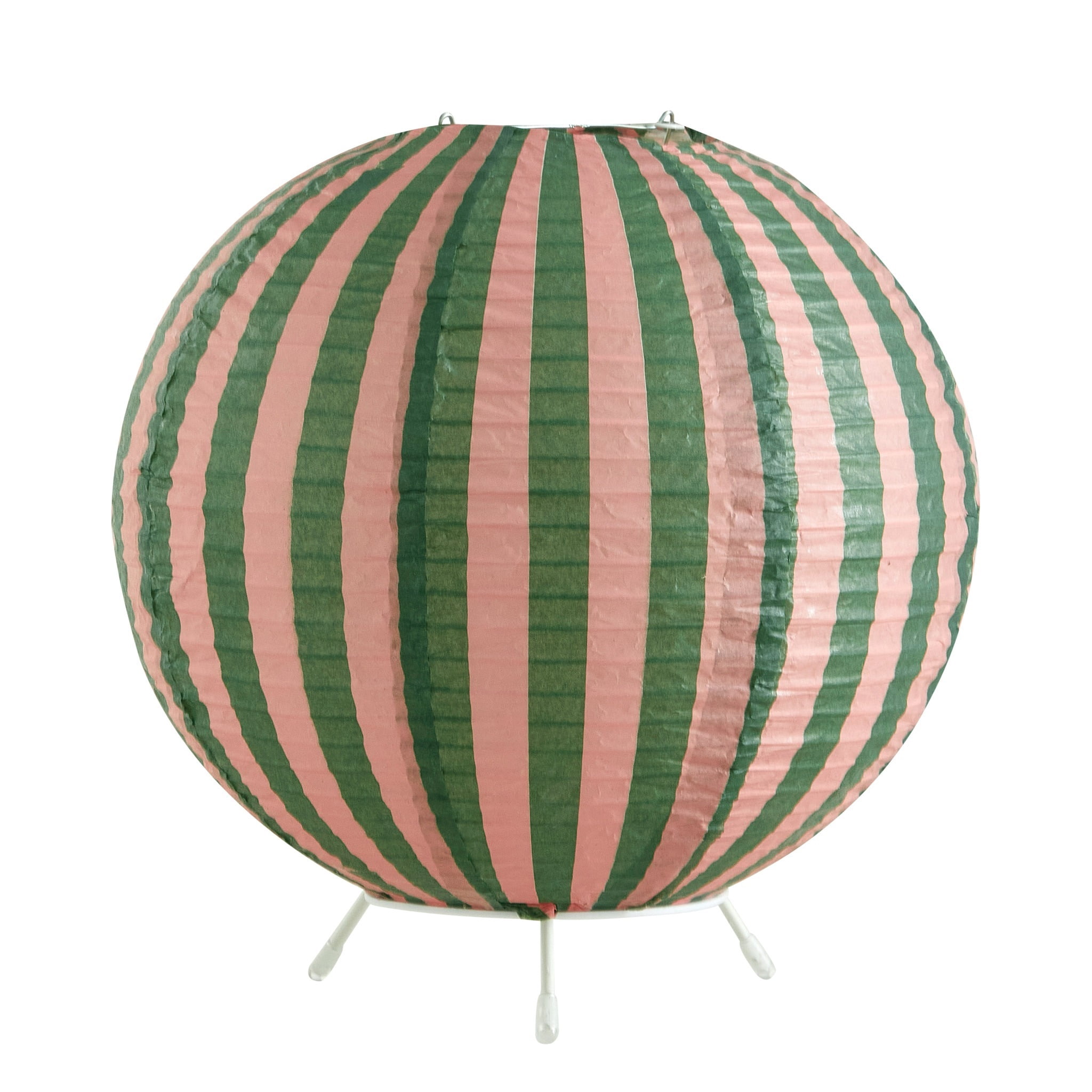 Urban Shop 8.2"H x 9" D Paper Lantern Table Lamp, Green and Pink Stripe