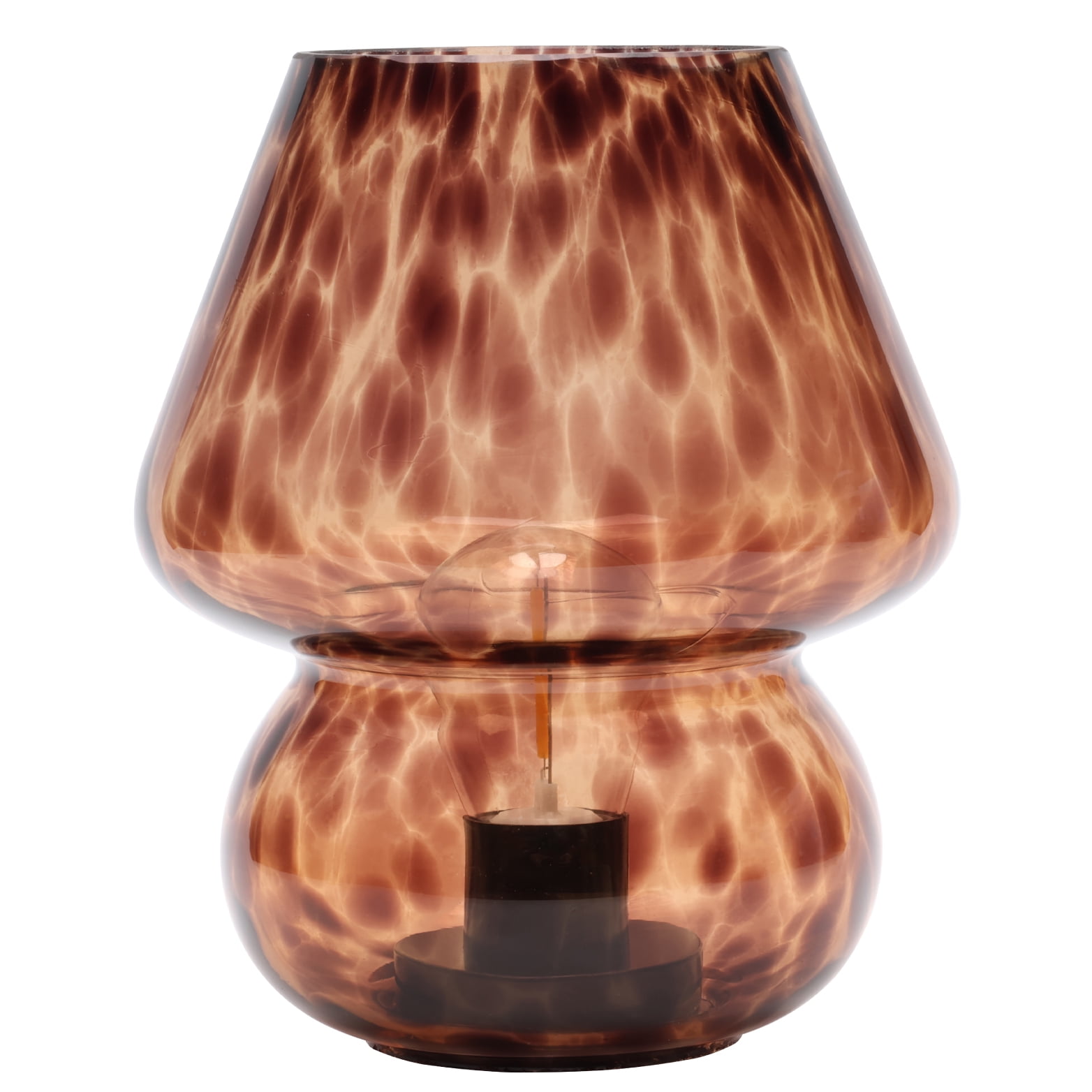 Urban Shop 8" Energy Efficient Brown Tortoise Glass Table Lamps Mushroom