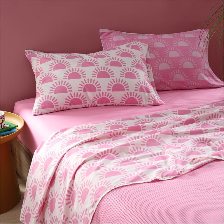Urban Shop Full Size 8-Piece Pink Sunburst Mix and Match Bedding