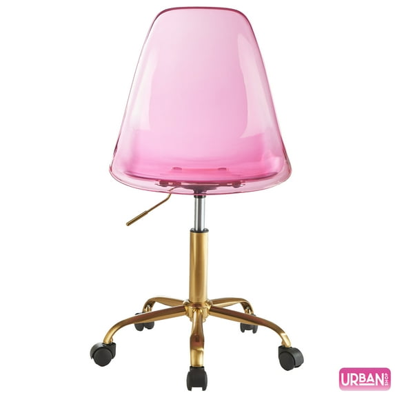 Urban Shop Office Chair, Acrylic and Metal Frame, Hot Pink