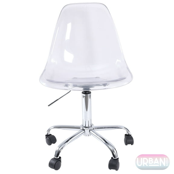 Urban Shop Acrylic and Metal Rolling Office Chair, Silver