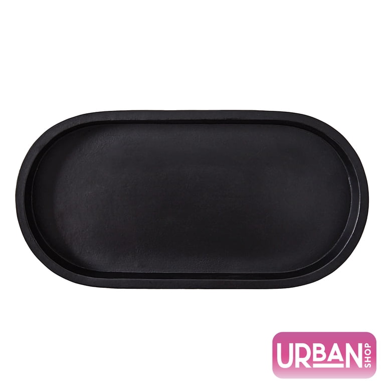 Urban Shop Black Ceramic Oval Tray, 11.8