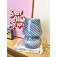 thumbnail image 1 of Urban Shop Blue Stripe Glass Mushroom Lamp, 10" H x 7.5" W, Plug in, 1 of 12