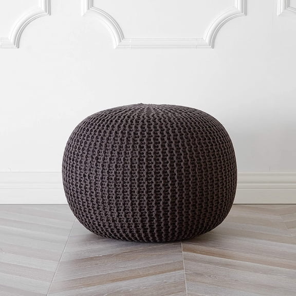 Urban Shop Brown Cotton Round Pouf