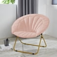 thumbnail image 1 of Urban Shop Channel Stitch Velvet Folding Saucer Chair, Blush Pink, 1 of 2