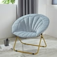 thumbnail image 1 of Urban Shop, Channel Stitch Velvet Folding Saucer Chair, Sky Blue, 1 of 2