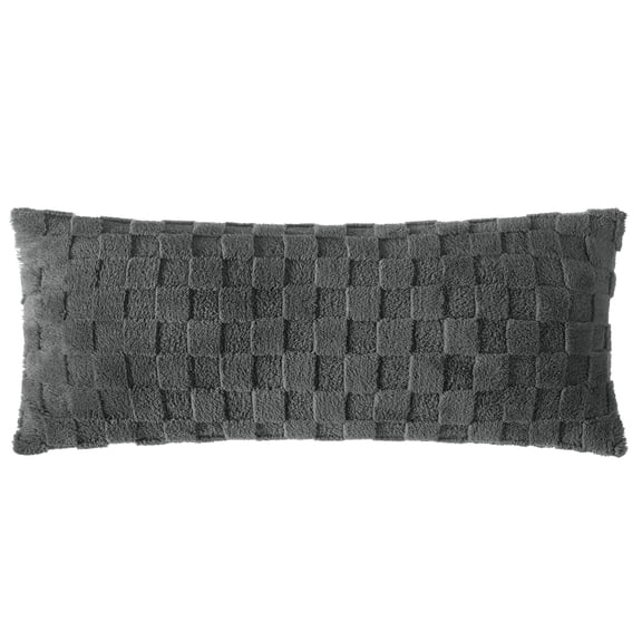 Urban Shop Checkered Hug Pillow, 16" X 36", Grey