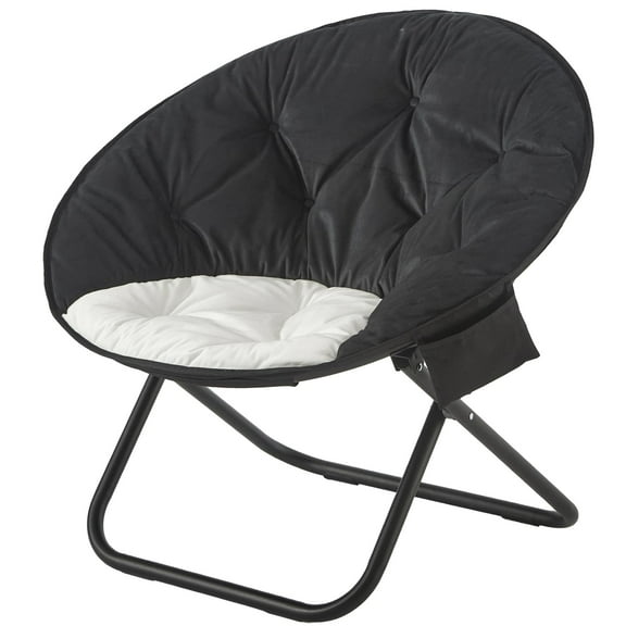 Urban Shop Colorblock Saucer Chair, Black/White, Perfect for Adults and Teens