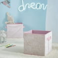 Urban Shop Crushed Velvet 2 Pack Collapsible Storage Cubes, Blush