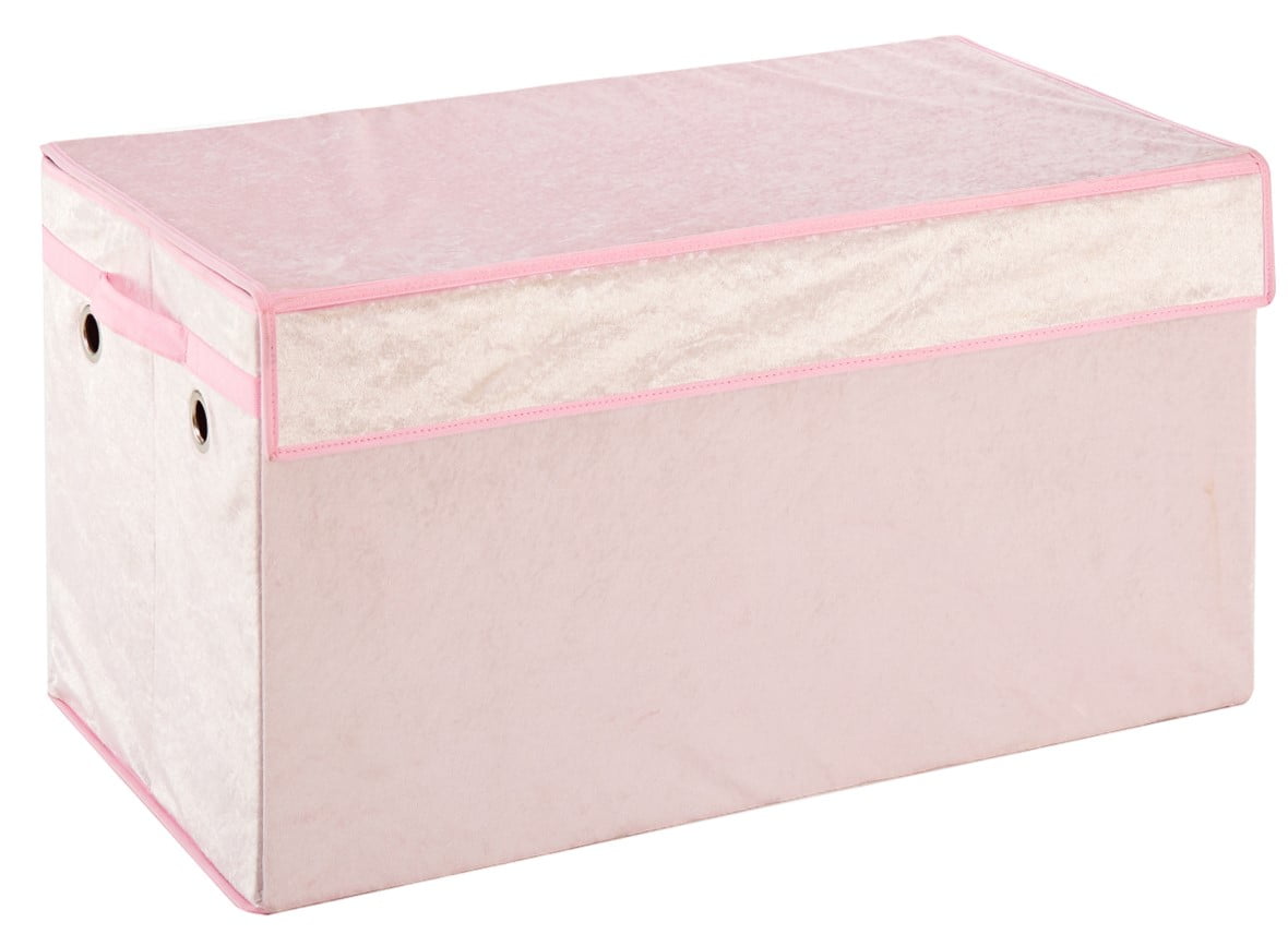 Urban Shop Crushed Velvet Collapsible Storage Trunk, Blush