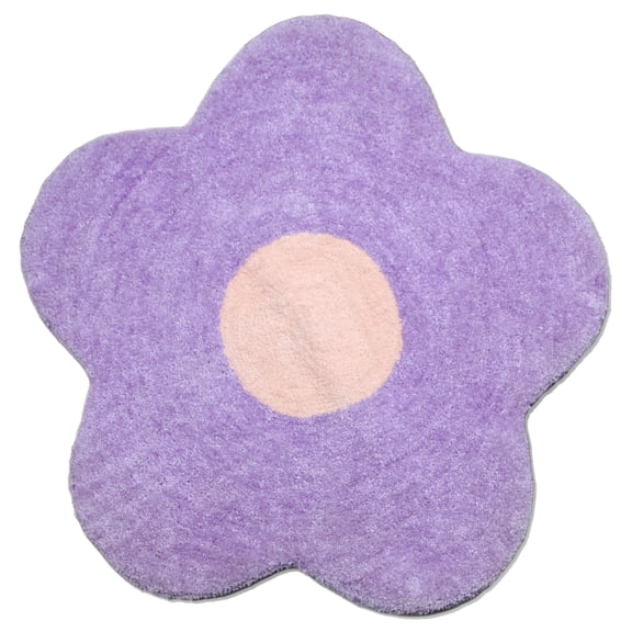 Urban Shop Daisy Flower Shape Accent Rug with Anti-Skid, Purple, 30" x 30"