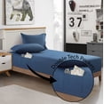 thumbnail image 1 of Urban Shop Double Sided Tech Pocket Fitted Sheet with Pillowcase, Twin/XL, Navy, 1 of 7