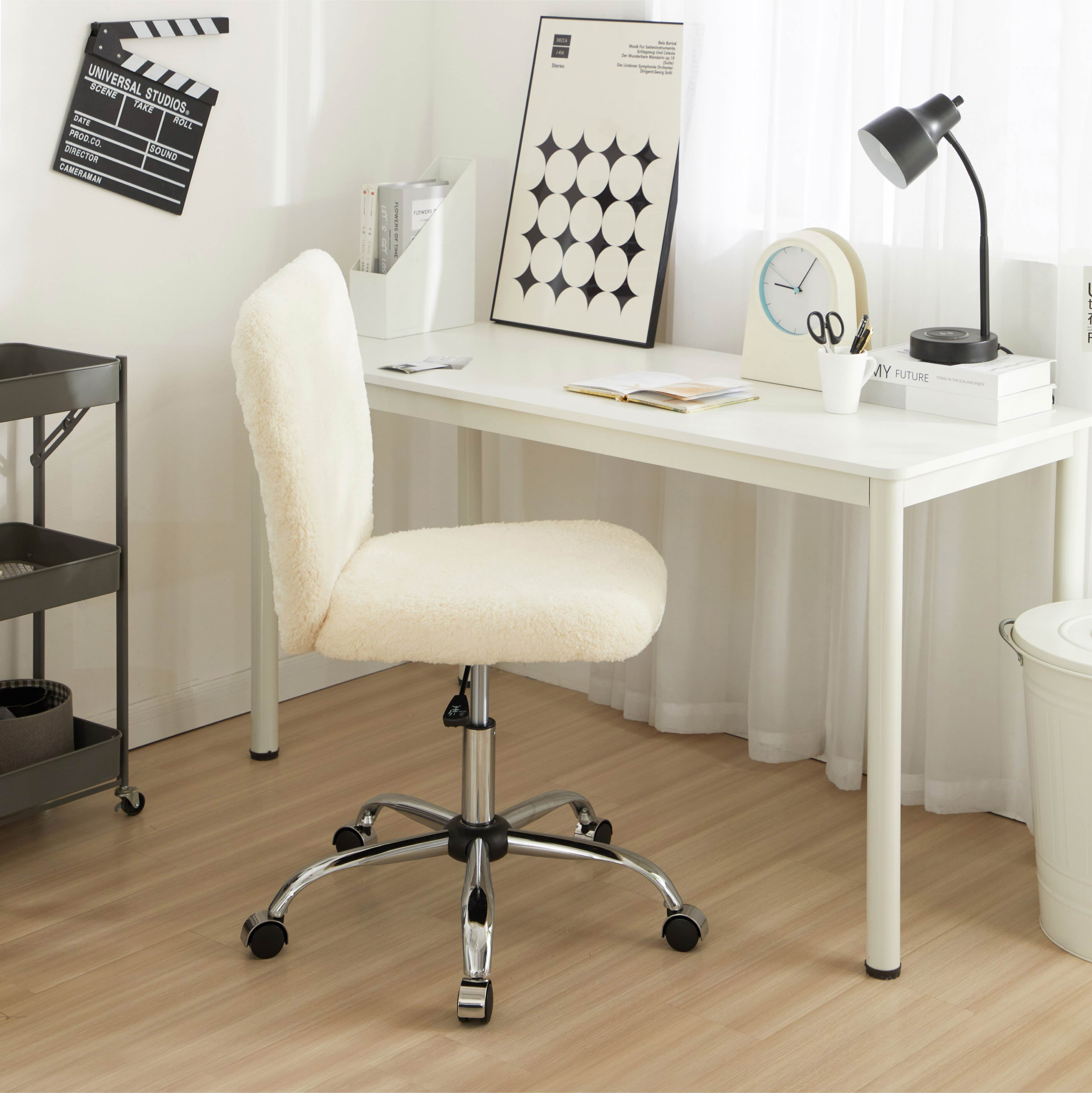 Urban Shop Faux Fur Armless Swivel Task Office Chair Multiple Colors