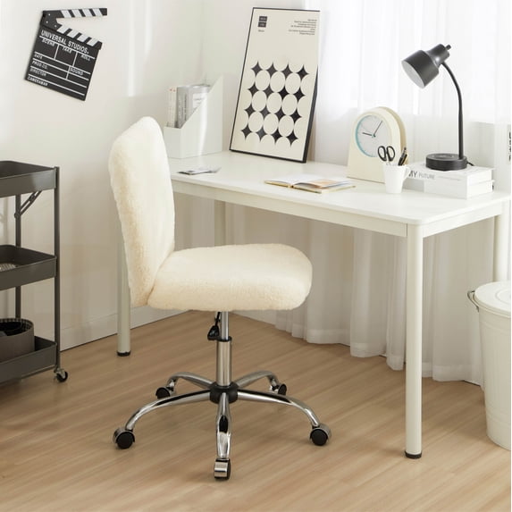Urban Shop Faux Fur Armless Swivel Task Office Chair, Multiple Colors