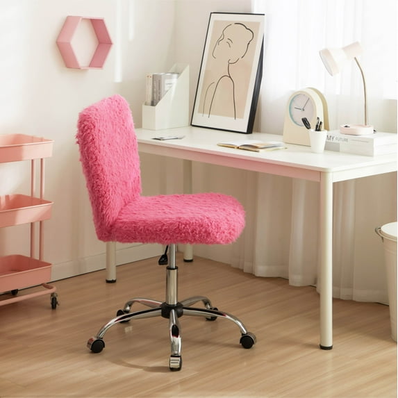 Urban Shop Faux Fur Armless Swivel Task Office Chair, Multiple Colors