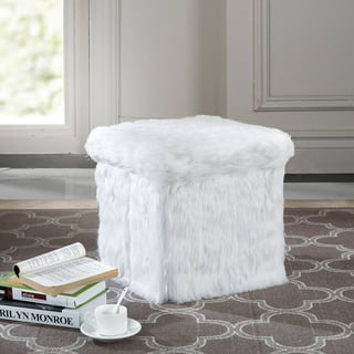 Faux Fur Storage Ottoman