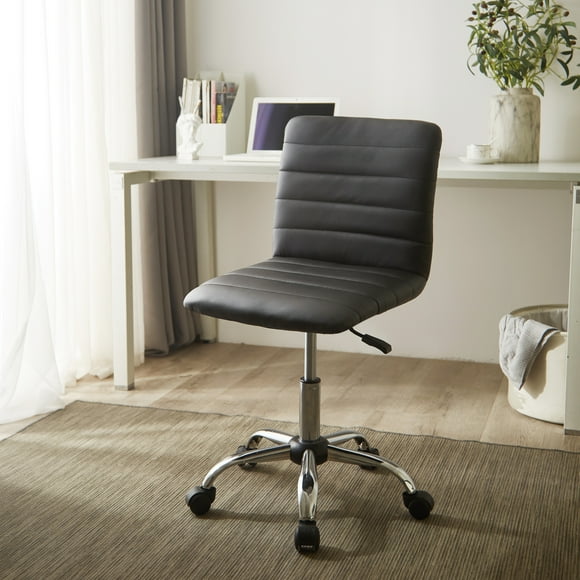 Urban Shop Faux Leather Mid Back Office Task Chair, Black