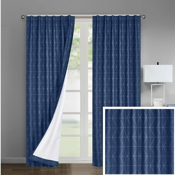Urban Shop Geometric Print Room Darkening Rod Pocket Curtain Panel, Set of 2