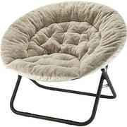 Urban Shop Grey Oversized Faux Rabbit Fur Saucer Chair