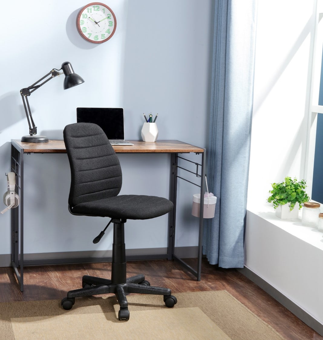 Urban Shop High Back Rolling Office Task Chair Black Polyester