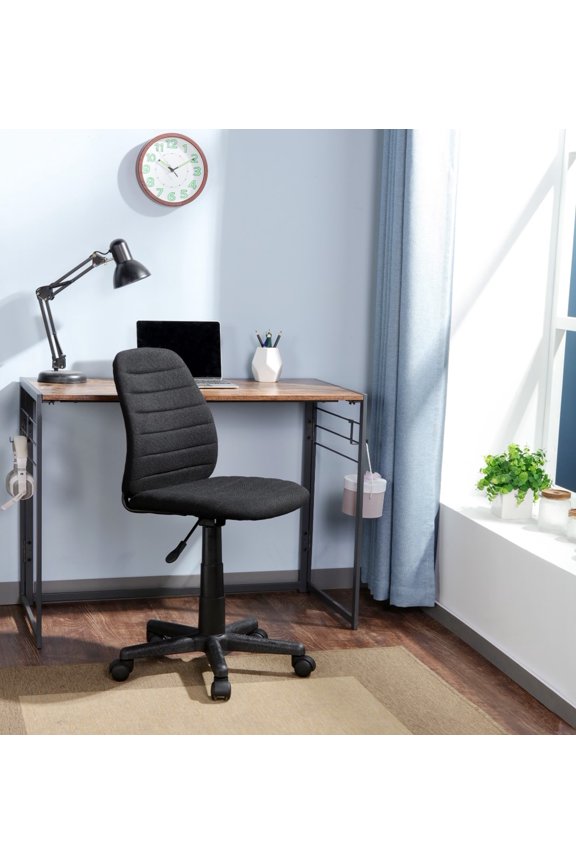 High Back Rolling Office Task Chair, Black, Polyester, Adjustable Height