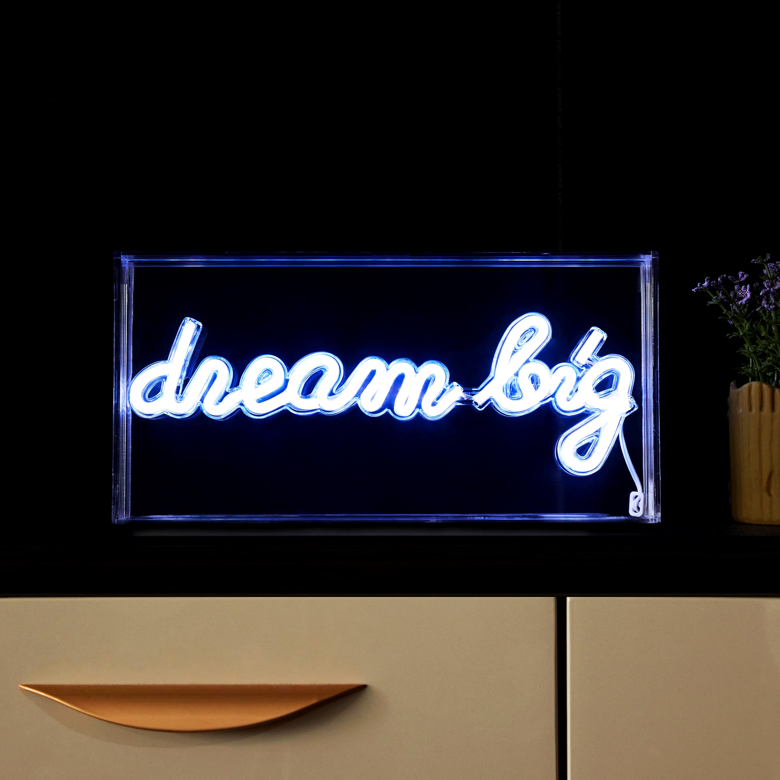 Urban Shop LED Neon Dream Big Clear Acrylic Box, Cool White - Walmart.com