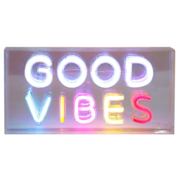 Urban Shop LED Neon Good Vibes Light-up Iridescent Acrylic Box, Multicolor
