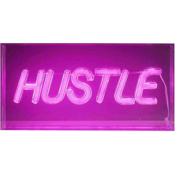 Urban Shop LED Neon Hustle Light-up Clear Acrylic Box, Pink