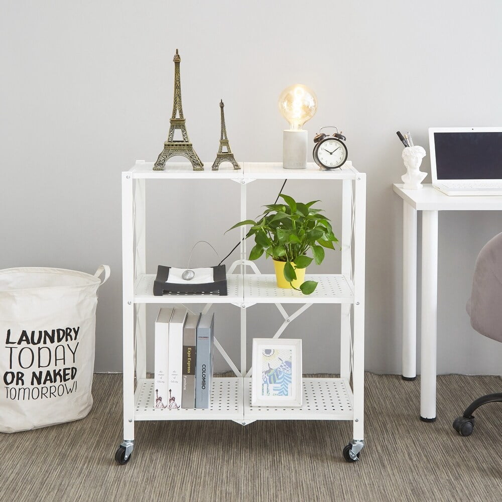 Urban Shop Metal Folding Bookcase, White