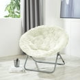 thumbnail image 1 of Urban Shop Mongolian Faux Fur Oversized Moon Chair, White, 1 of 5